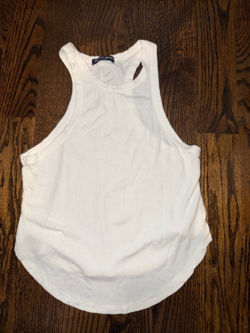 Brandy Melville high neck swing like white ribbed tank